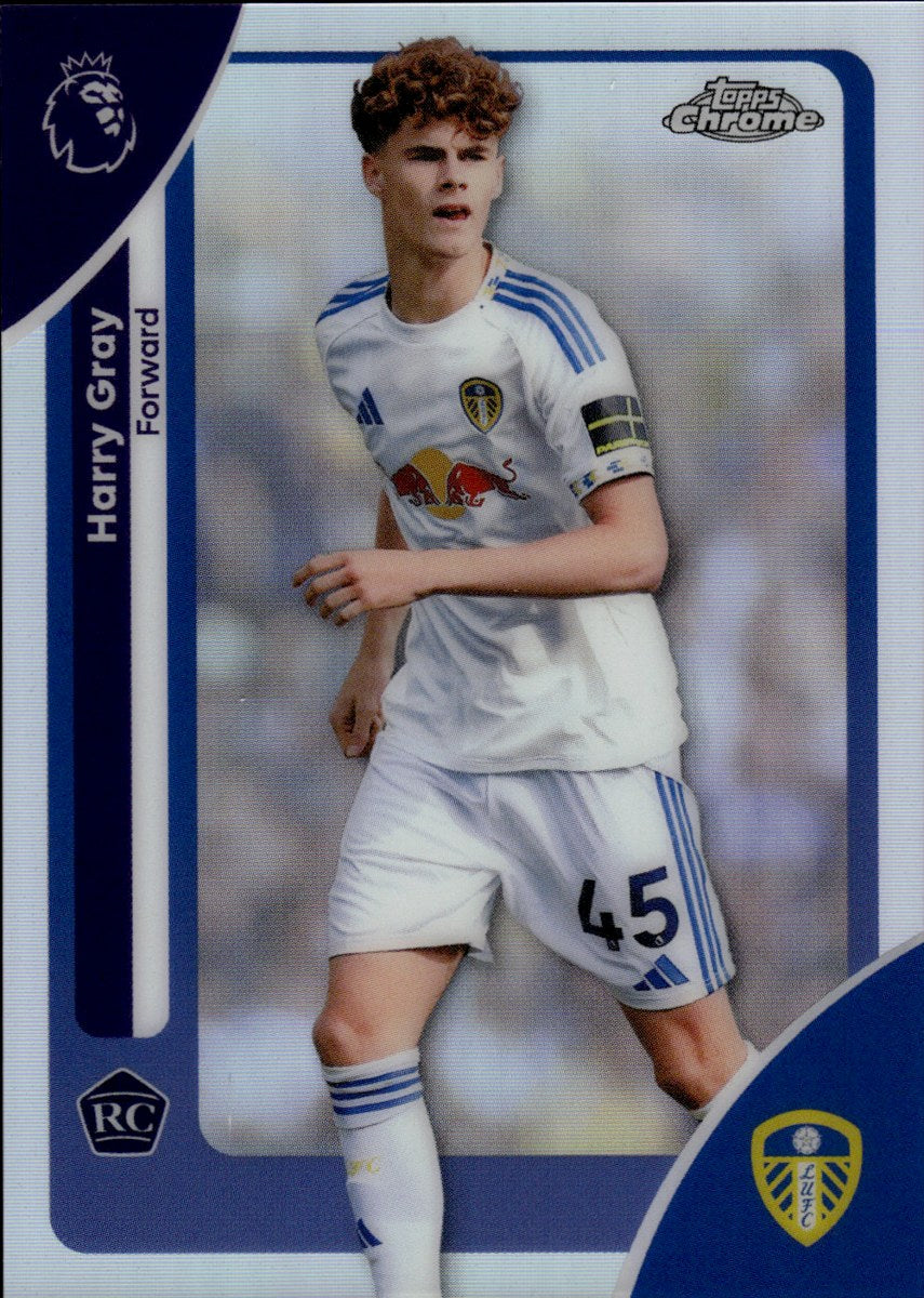 Harry Gray – Leeds United · 2025-26 Topps Chrome Premier League #103 Refractor RC – front