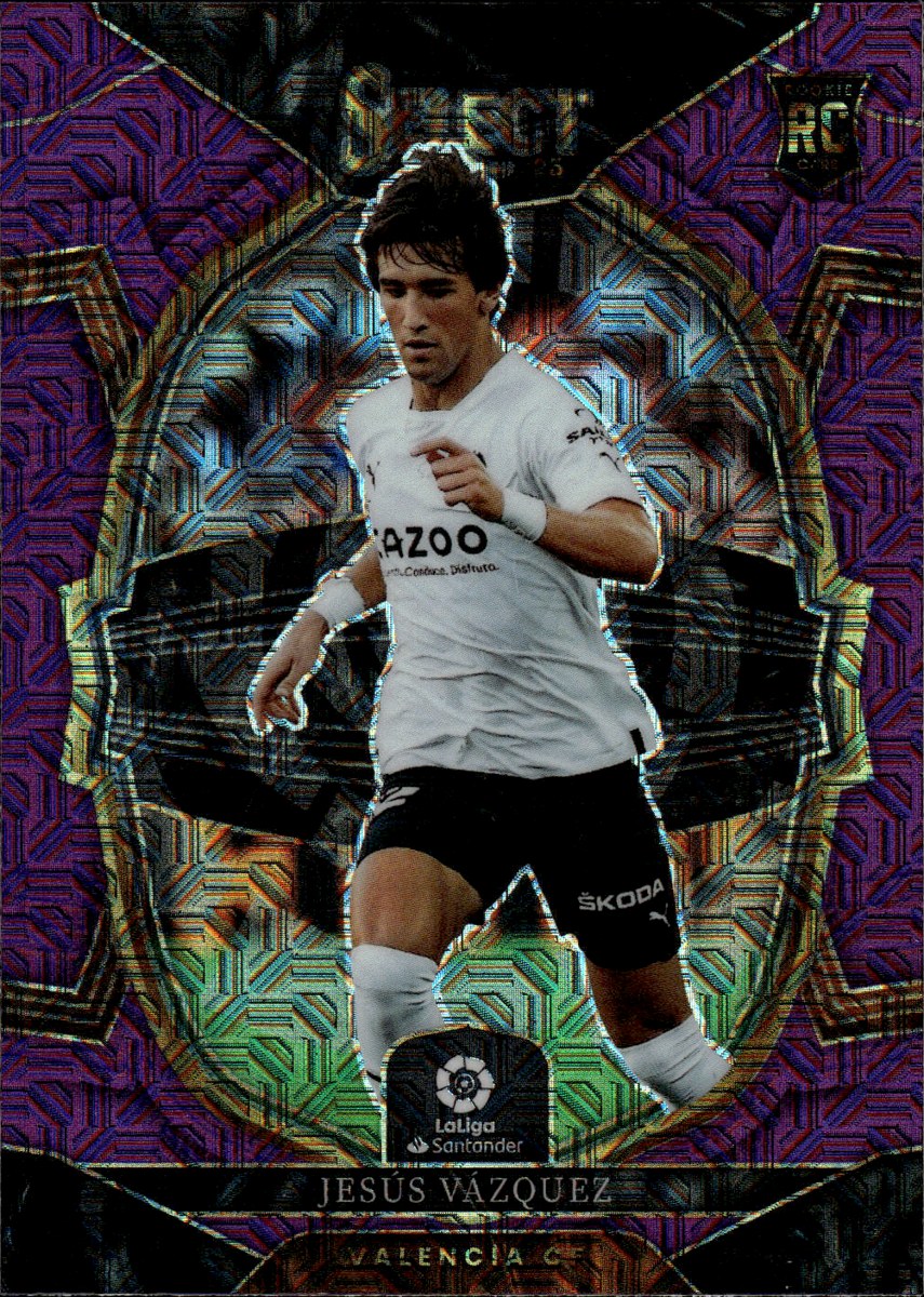 Jesús Vázquez – Valencia CF · 2022-23 Panini Select La Liga #93 Terrace Purple Mojo Prizm RC – front