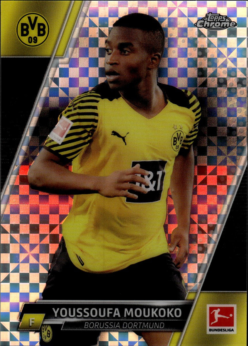 Youssoufa Moukoko – Borussia Dortmund · 2021-22 Topps Chrome Bundesliga #28 X-Fractor /250 – front
