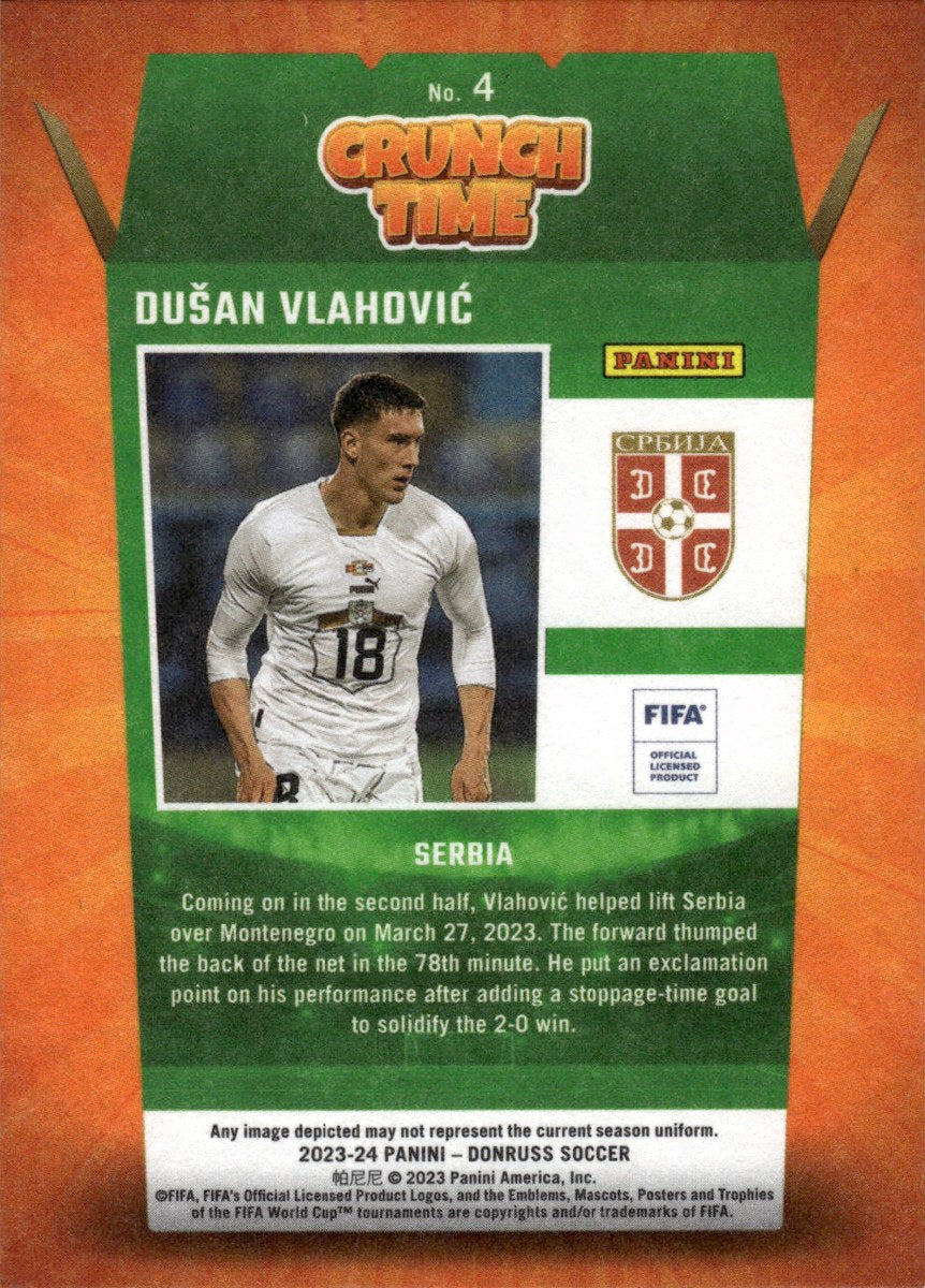 Dušan Vlahović – Serbia · 2023-24 Panini Donruss Soccer #4 Crunch Time – back