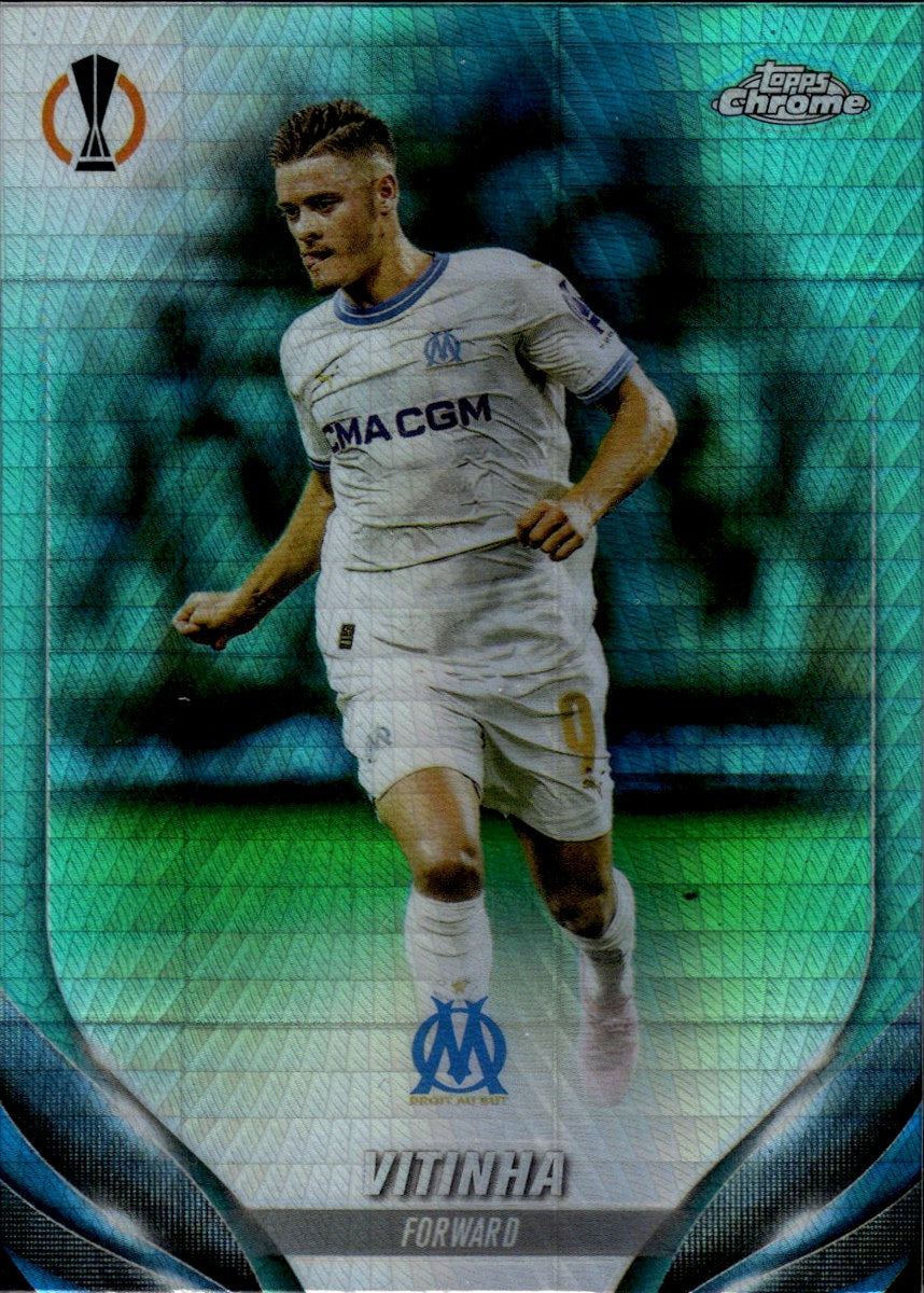 Vitinha – Olympique de Marseille · 2023-24 Topps Chrome UEFA Club Competitions #135 Aqua Prism Refractor – front