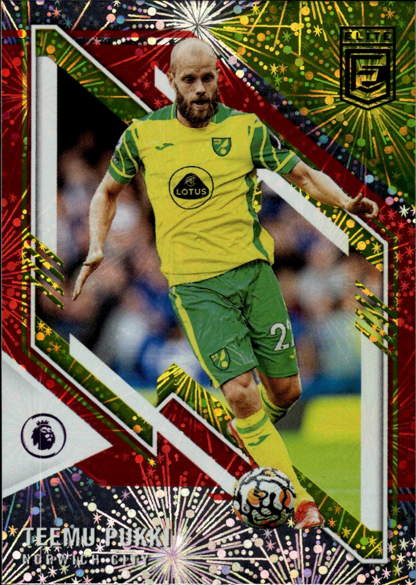 Teemu Pukki – Norwich City · 2021-22 Panini Donruss Elite Premier League #130 Red Fireworks – front