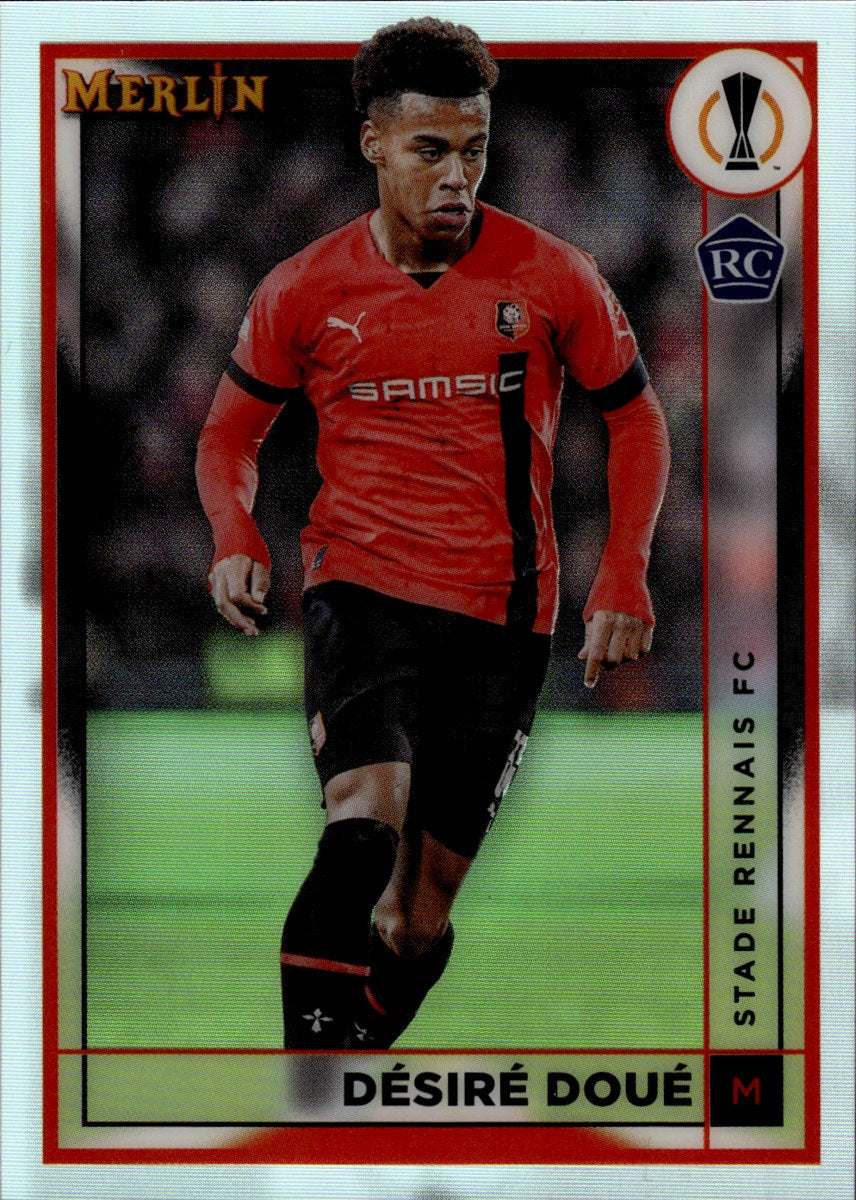 Désiré Doué – Stade Rennais FC · 2022-23 Topps Merlin Chrome UEFA Club Competitions #133 Refractor RC – front