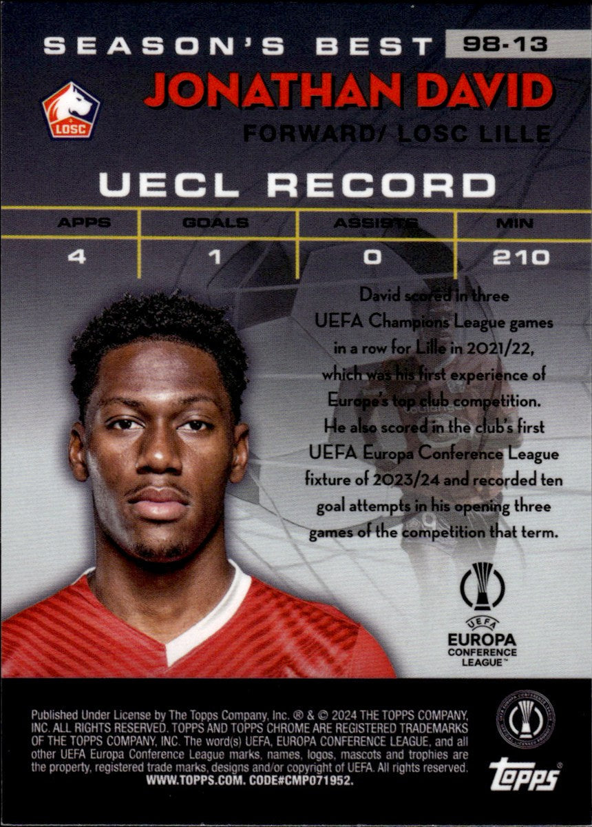 Jonathan David – LOSC Lille · 2023-24 Topps Chrome UEFA Club Competitions #SB-13 Shooting Stars – back