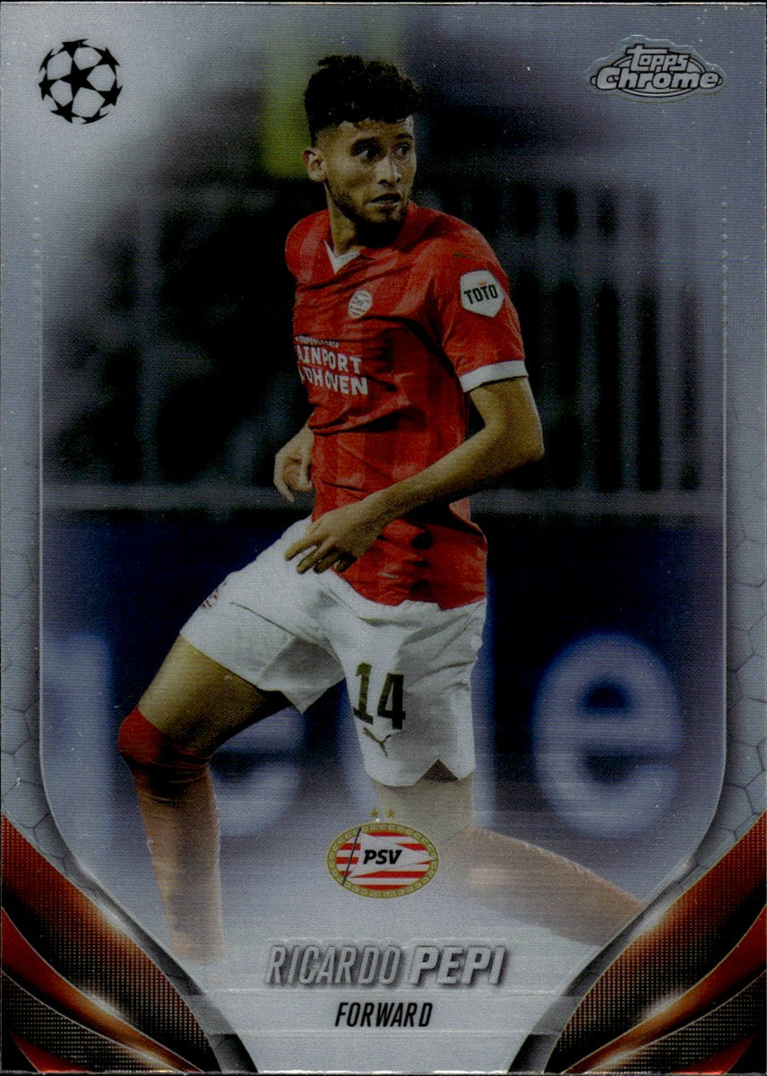 Ricardo Pepi – PSV Eindhoven · 2023-24 Topps Chrome UEFA Club Competitions #82 Refractor – front