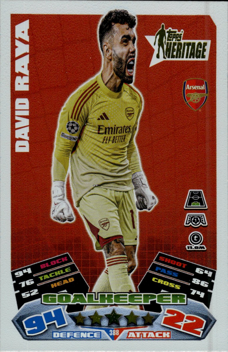 David Raya – Arsenal · 2025-26 Topps Match Attax UEFA Club Competitions #388 Heritage – front