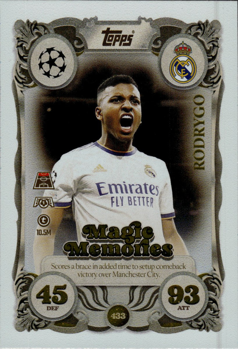 Rodrygo – Real Madrid · 2025-26 Topps Match Attax UEFA Club Competitions #433 Magic Memories – front