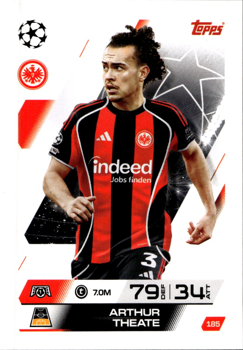 Arthur Theate – Eintracht Frankfurt · 2025-26 Topps Match Attax UEFA Club Competitions #185 – front