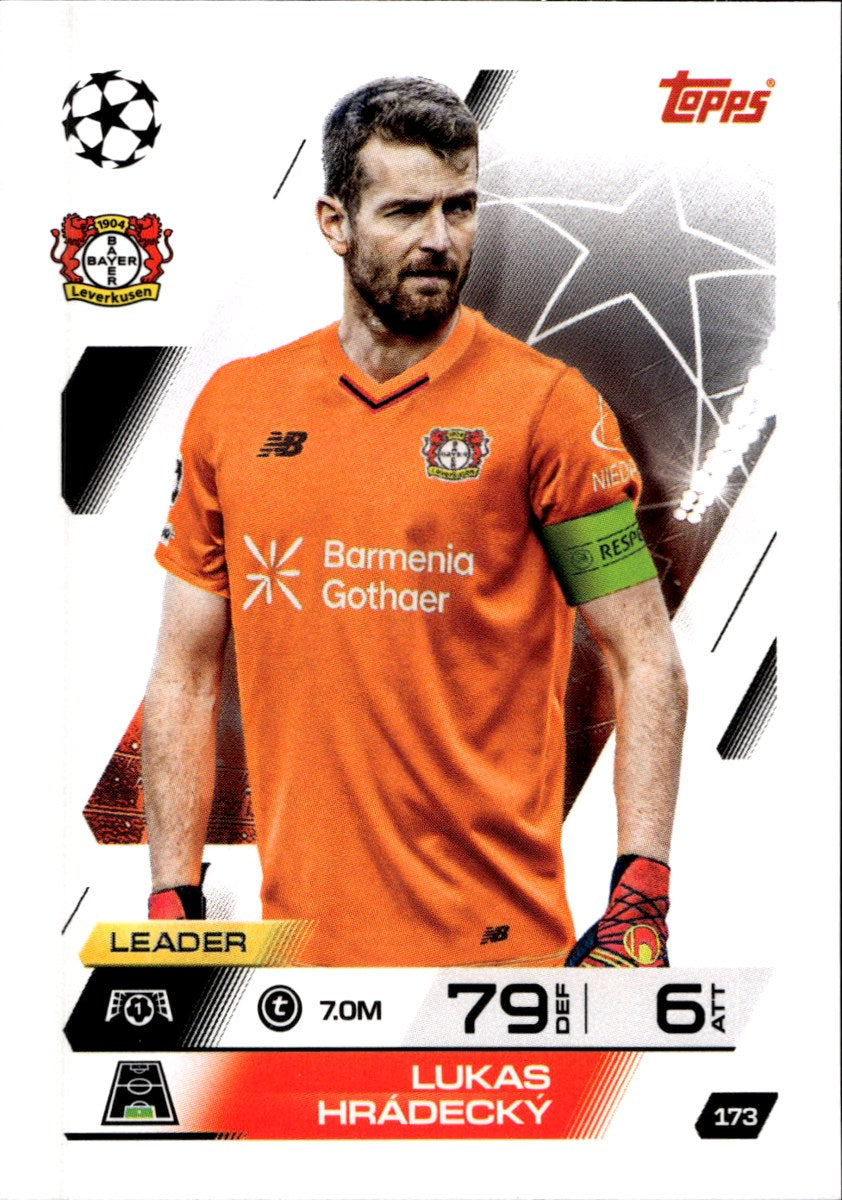 Lukas Hrádecký – Bayer Leverkusen · 2025-26 Topps Match Attax UEFA Club Competitions #173 Leader – front