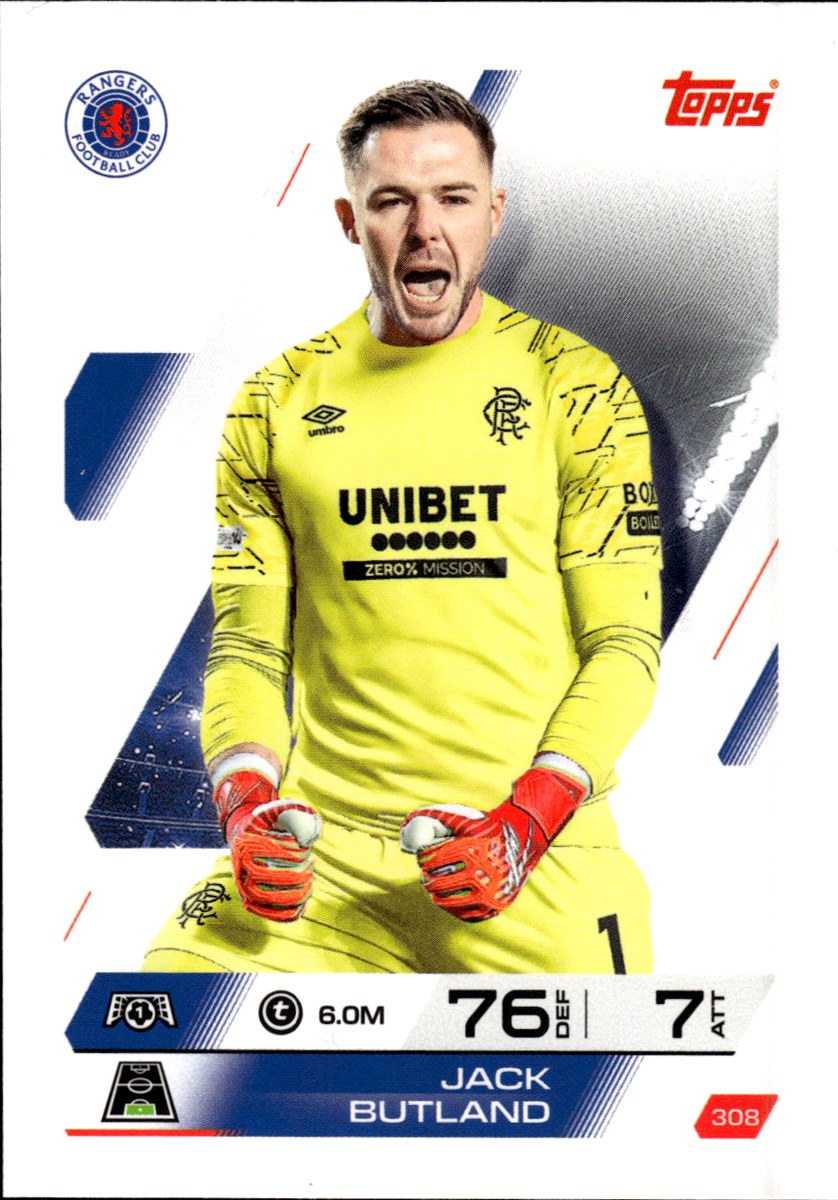 Jack Butland – Rangers · 2025-26 Topps Match Attax UEFA Club Competitions #308 – front