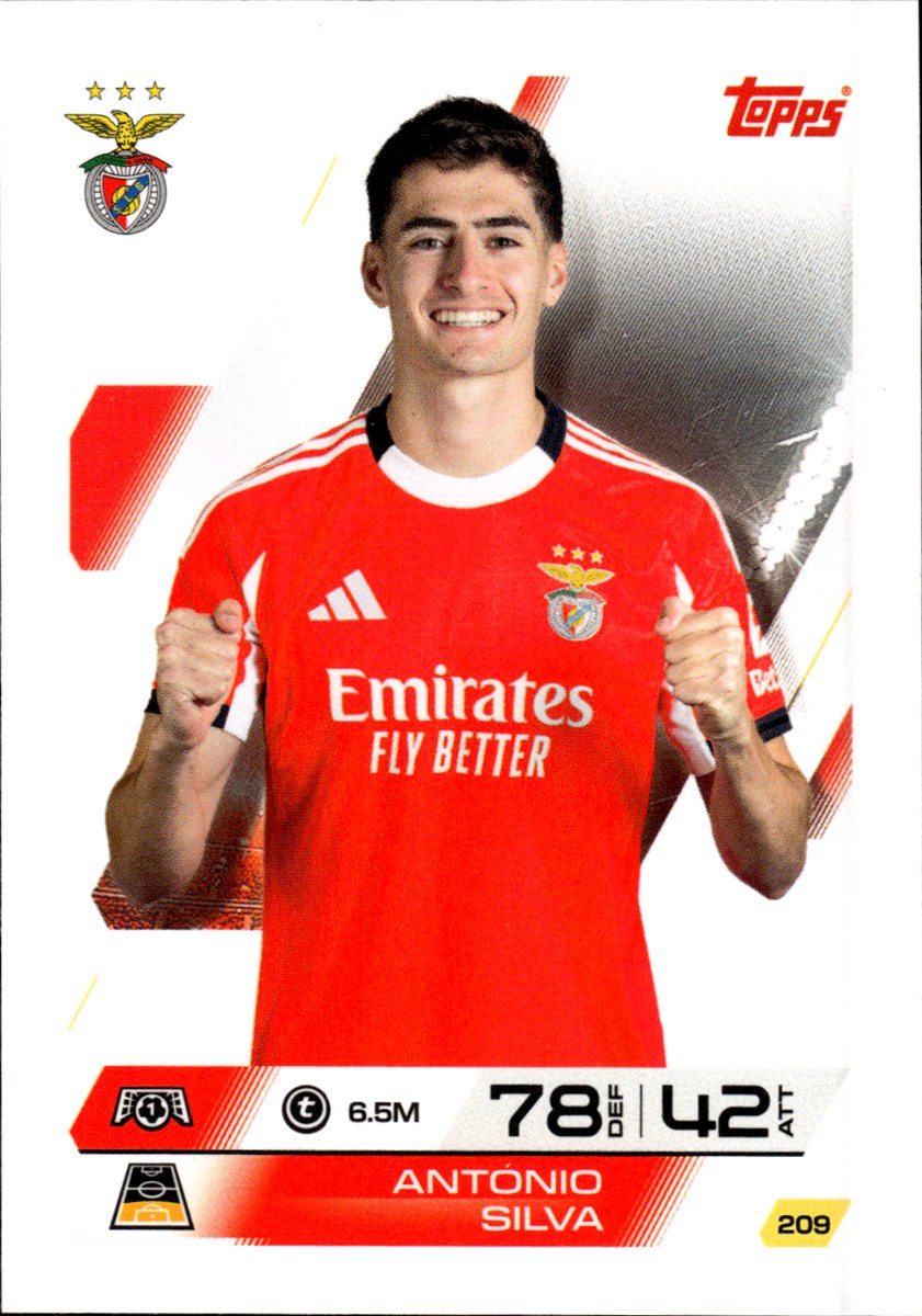 António Silva – Benfica · 2025-26 Topps Match Attax UEFA Club Competitions #209 – front