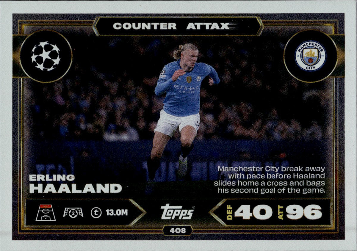 Erling Haaland – Manchester City · 2025-26 Topps Match Attax UEFA Club Competitions #408 Counter Attax – front