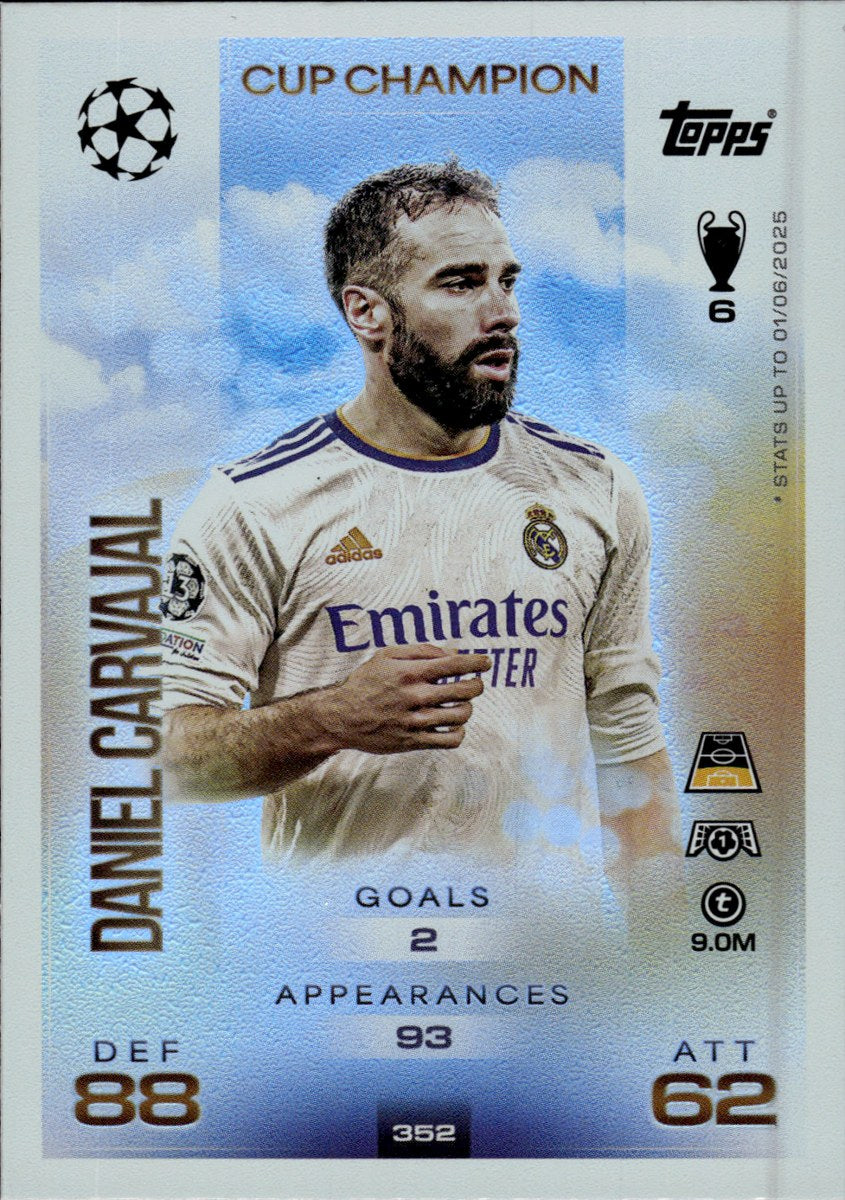 Daniel Carvajal – Real Madrid · 2025-26 Topps Match Attax UEFA Club Competitions #352 Cup Champion – front