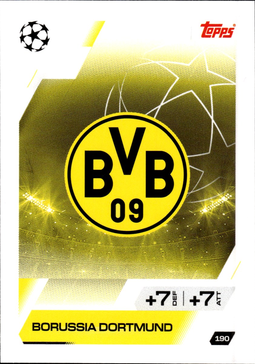 Borussia Dortmund Team Badge · 2025-26 Topps Match Attax UEFA Club Competitions #190 – front