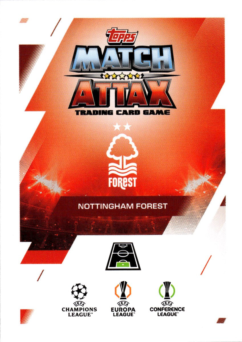 Matz Sels – Nottingham Forest · 2025-26 Topps Match Attax UEFA Club Competitions #92 – back