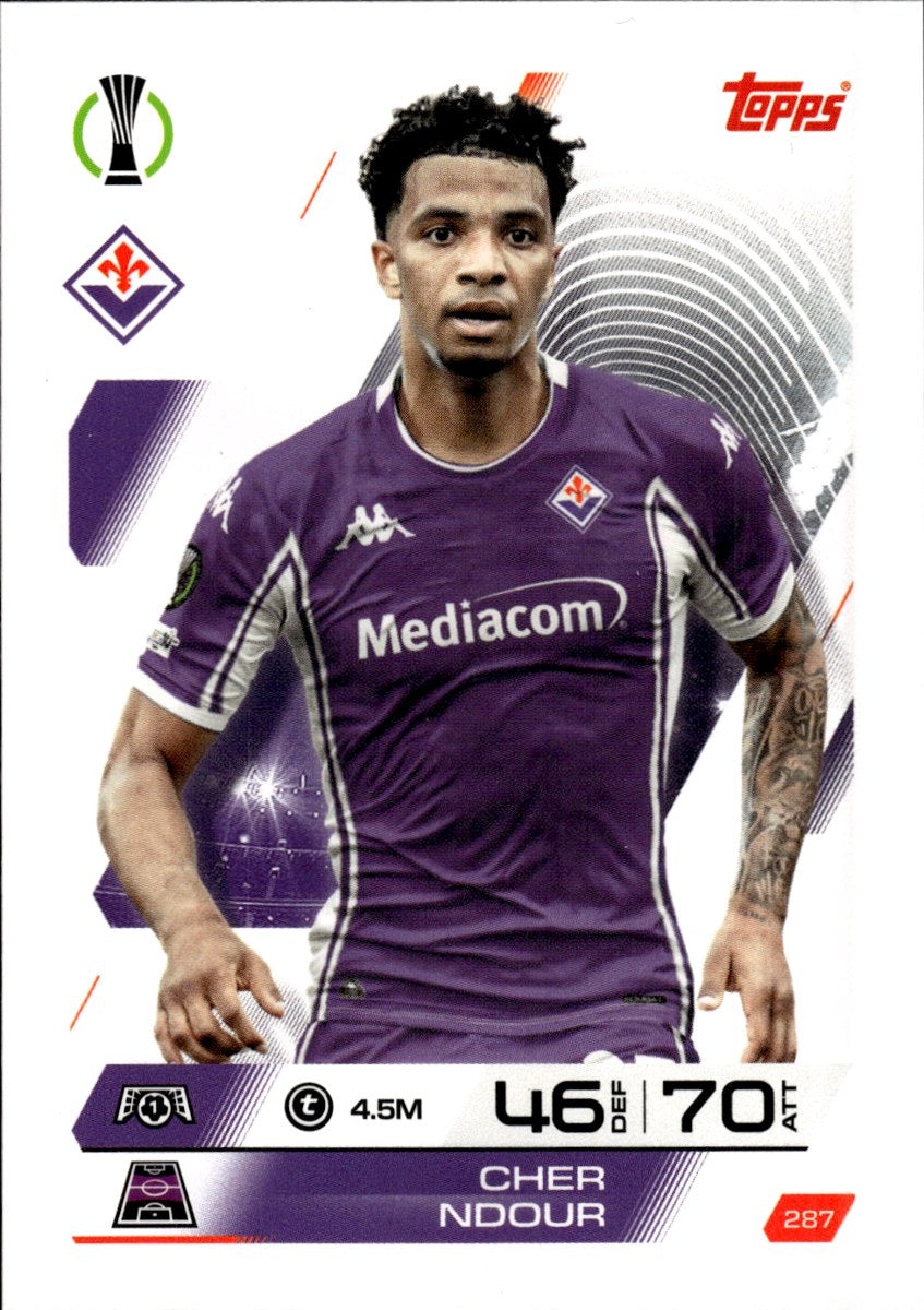 Cher Ndour – Fiorentina · 2025-26 Topps Match Attax UEFA Club Competitions #287 – front