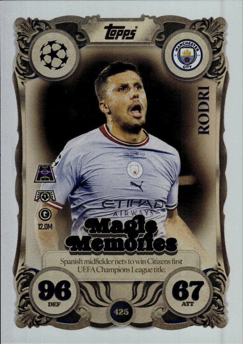 Rodri – Manchester City · 2025-26 Topps Match Attax UEFA Club Competitions #425 Magic Memories – front