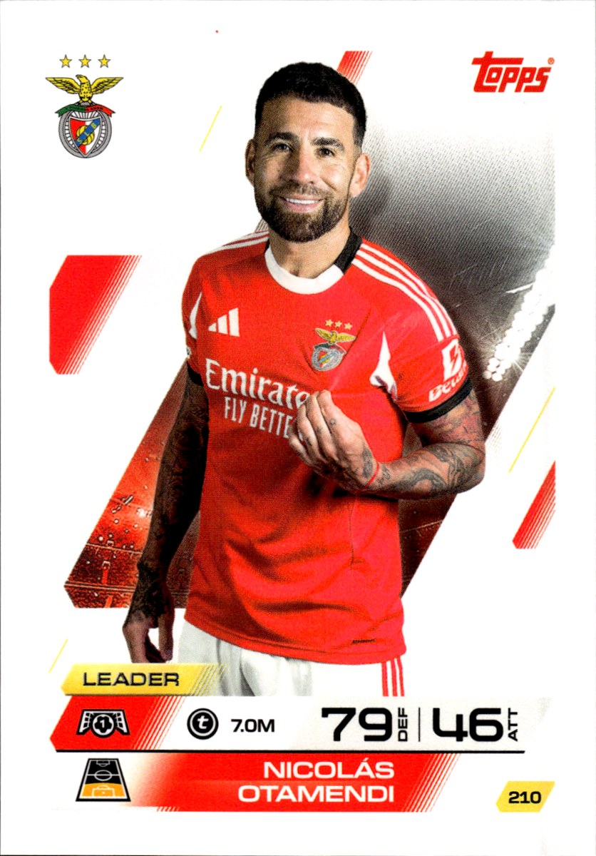 Nicolás Otamendi – Benfica · 2025-26 Topps Match Attax UEFA Club Competitions #210 Leader – front