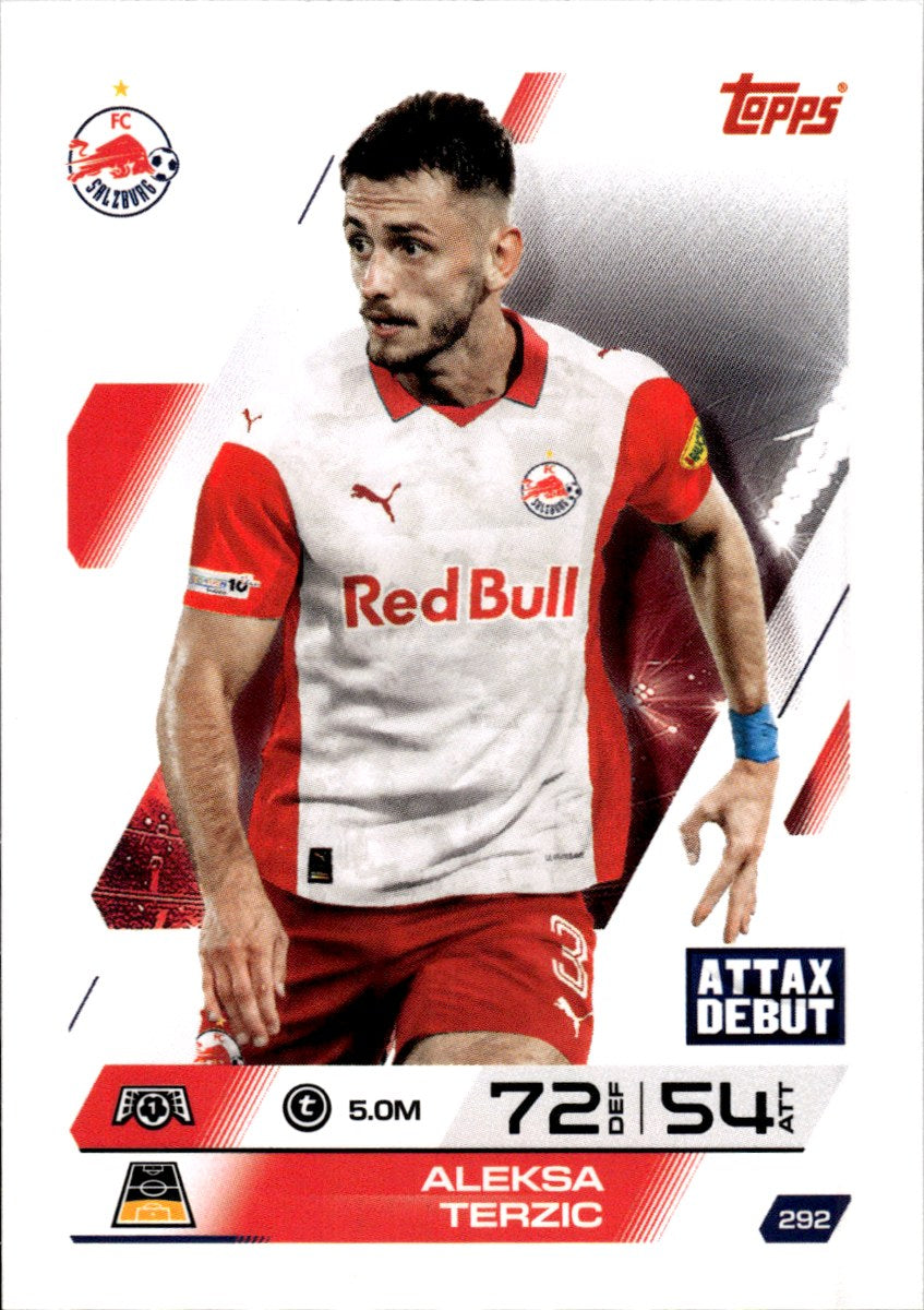 Aleksa Terzic – FC Salzburg · 2025-26 Topps Match Attax UEFA Club Competitions #292 Attax Debut – front