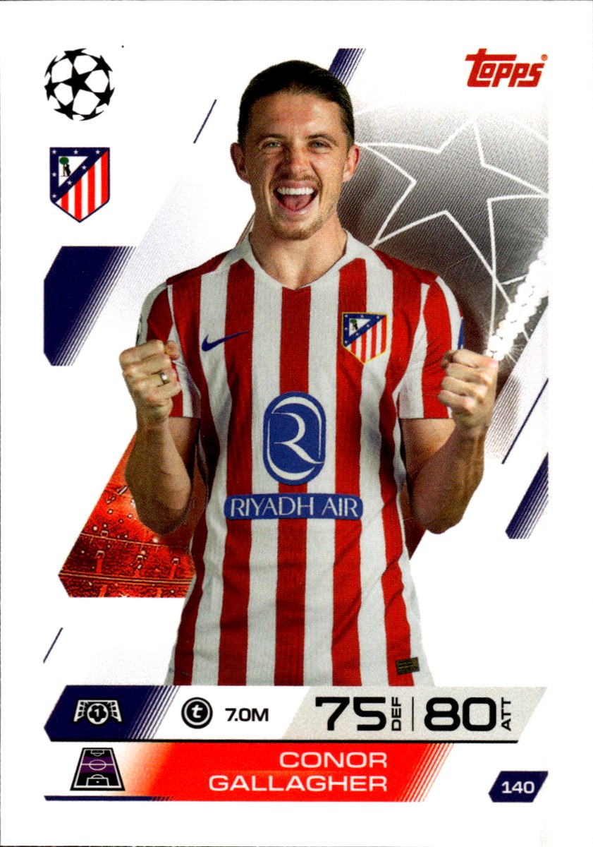 Conor Gallagher – Atlético Madrid · 2025-26 Topps Match Attax UEFA Club Competitions #140 – front
