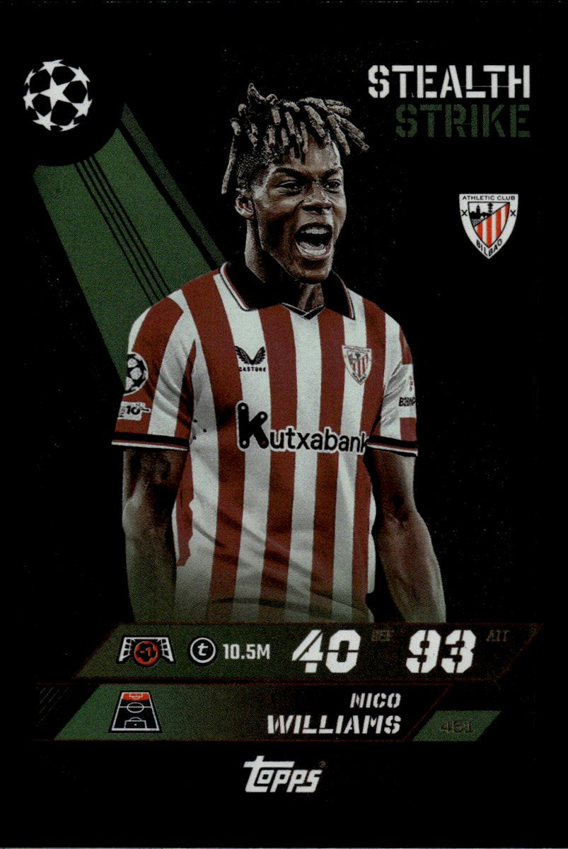 Nico Williams – Athletic Club · 2025-26 Topps Match Attax UEFA Club Competitions Stealth Strike – front