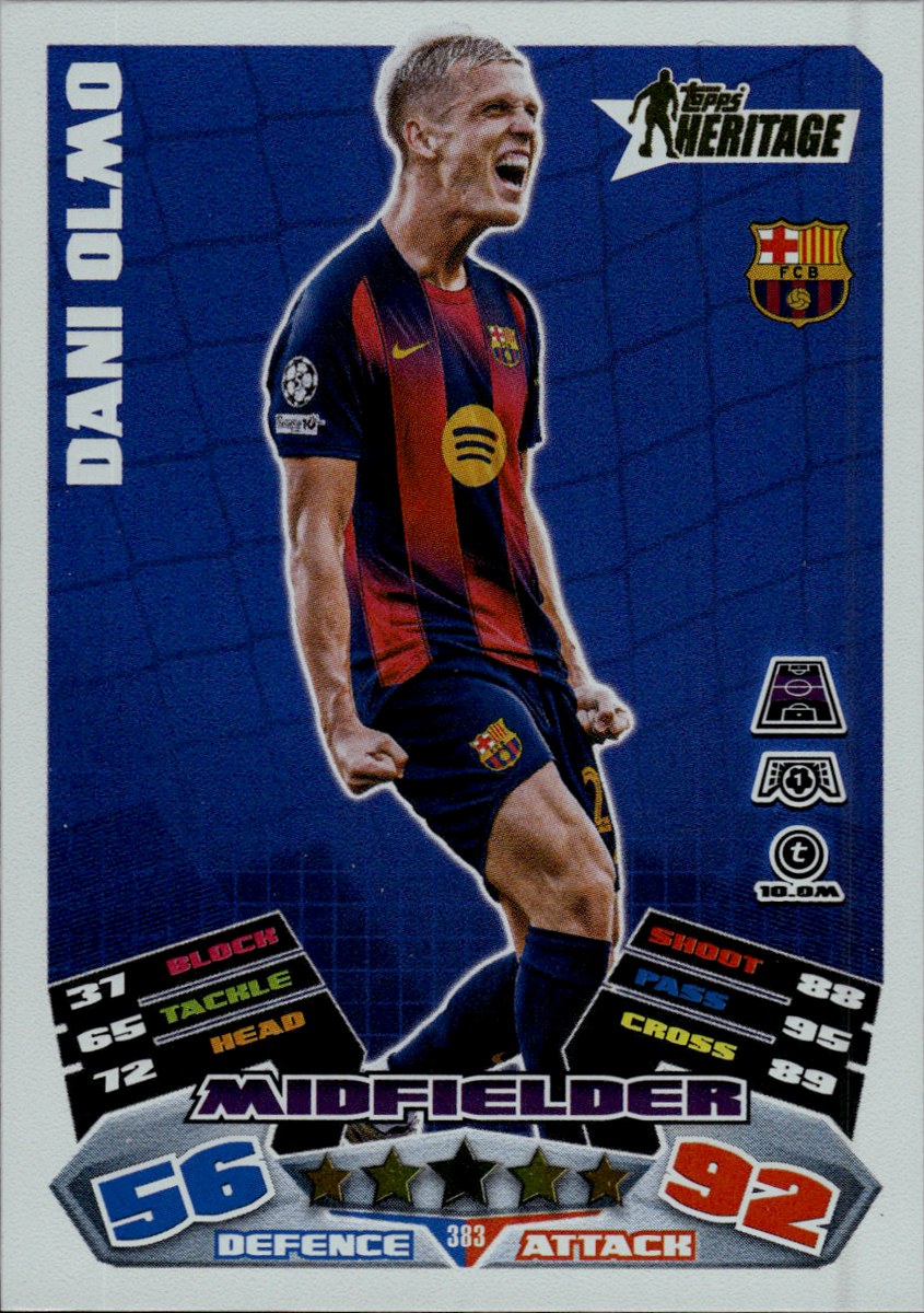 Dani Olmo – FC Barcelona · 2025-26 Topps Match Attax UEFA Club Competitions #383 Heritage – front