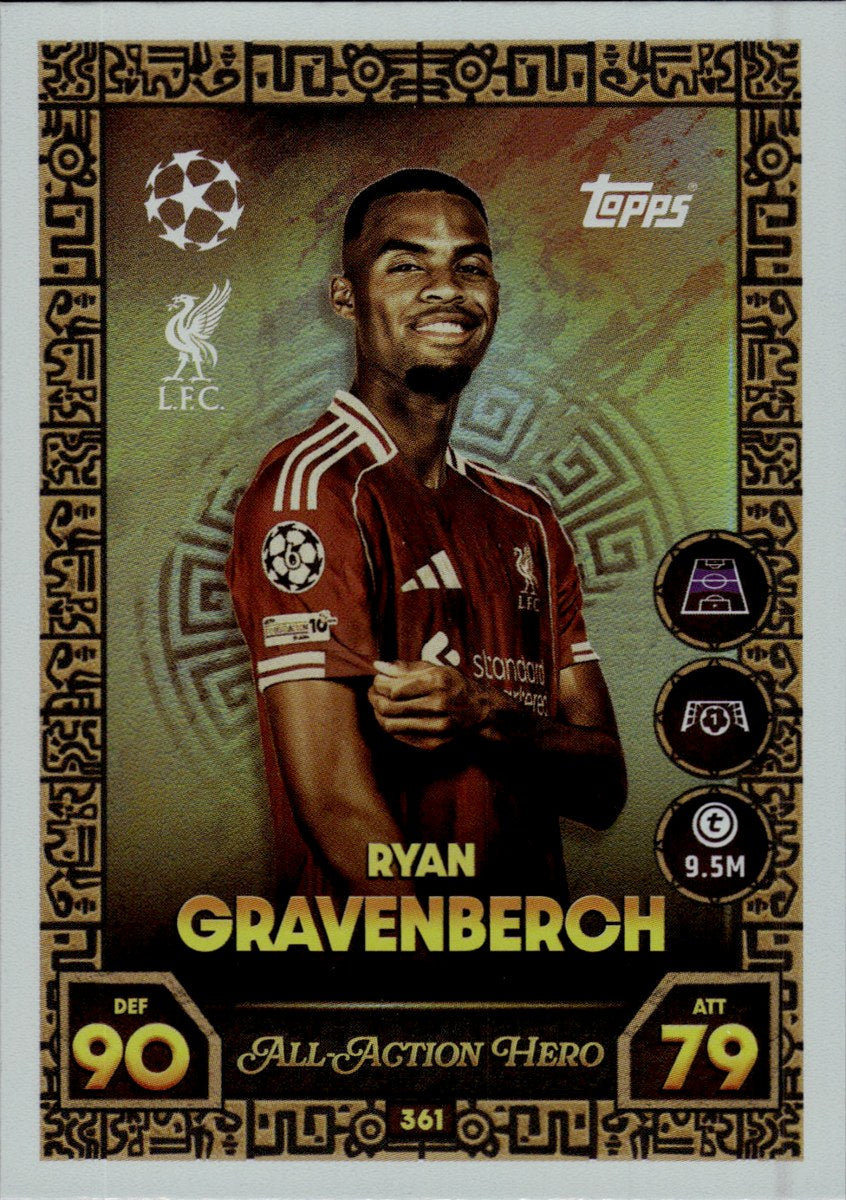 Ryan Gravenberch – Liverpool · 2025-26 Topps Match Attax UEFA Club Competitions #361 All-Action Hero – front