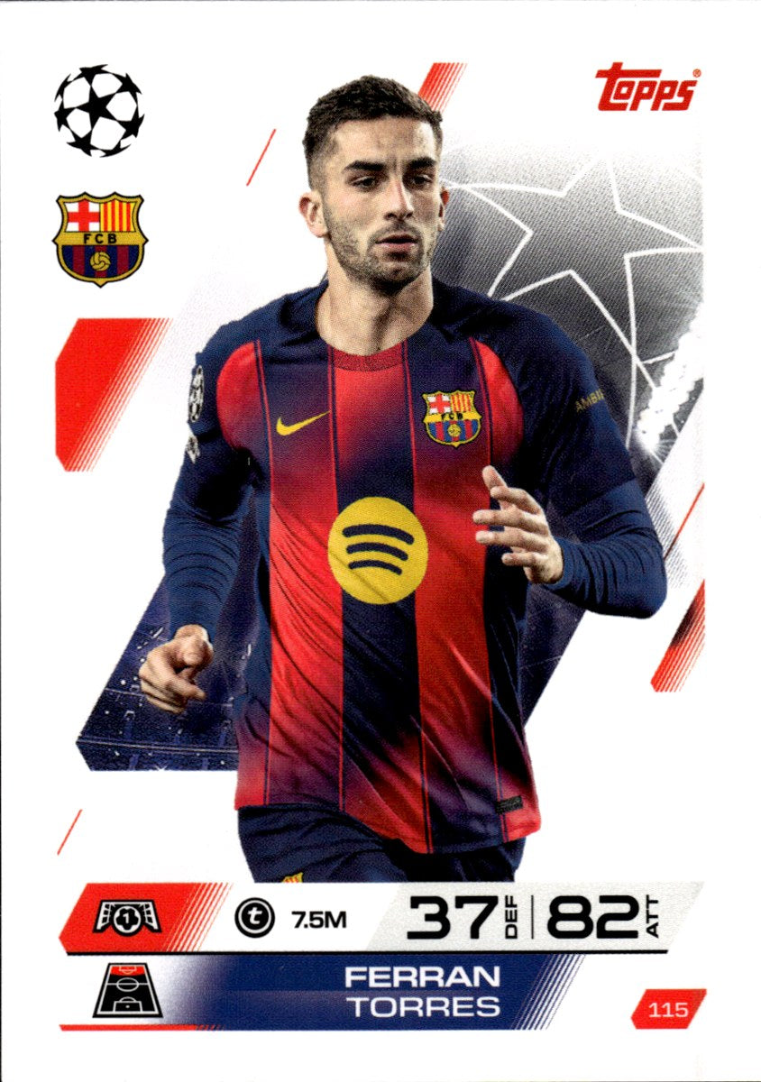 Ferran Torres – FC Barcelona · 2025-26 Topps Match Attax UEFA Club Competitions #115 – front