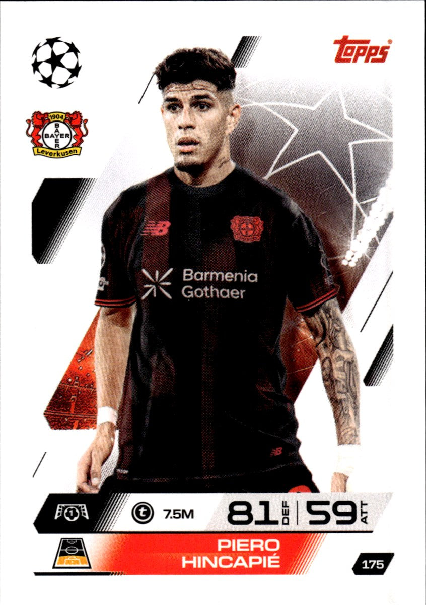 Piero Hincapié – Bayer Leverkusen · 2025-26 Topps Match Attax UEFA Club Competitions #175 – front