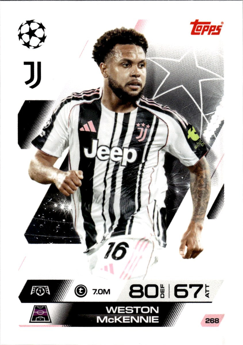 Weston McKennie – Juventus · 2025-26 Topps Match Attax UEFA Club Competitions #268 – front