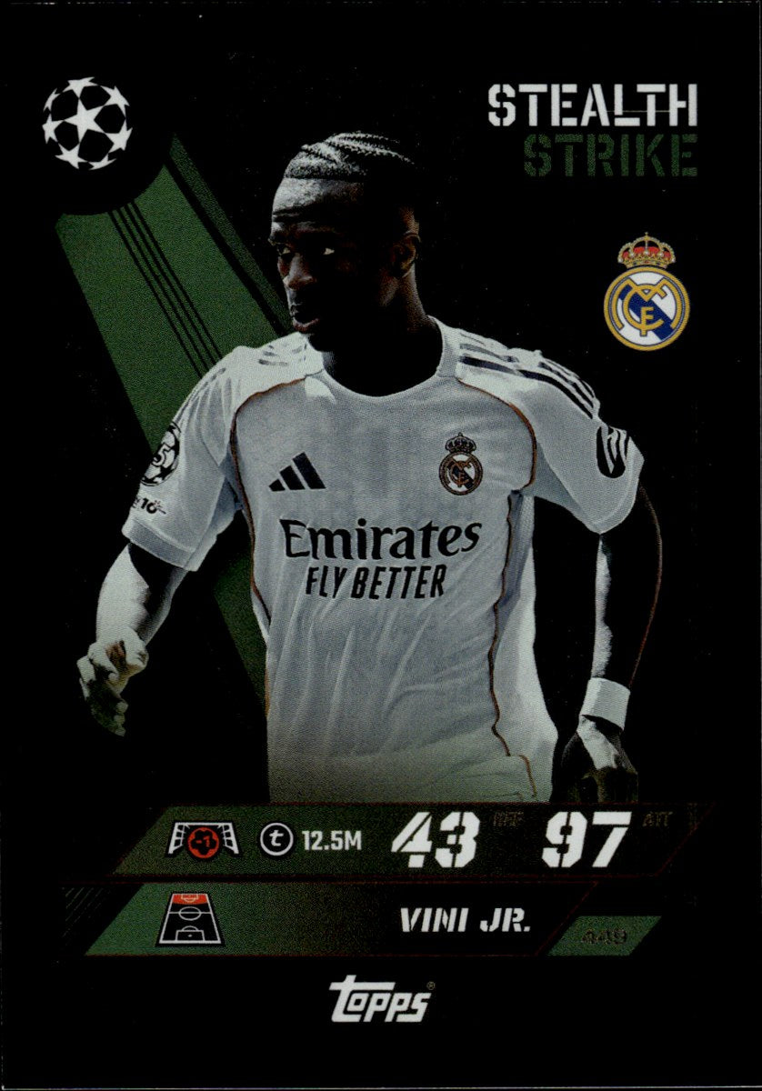 Vinícius Júnior – Real Madrid · 2025-26 Topps Match Attax UEFA Club Competitions Stealth Strike – front