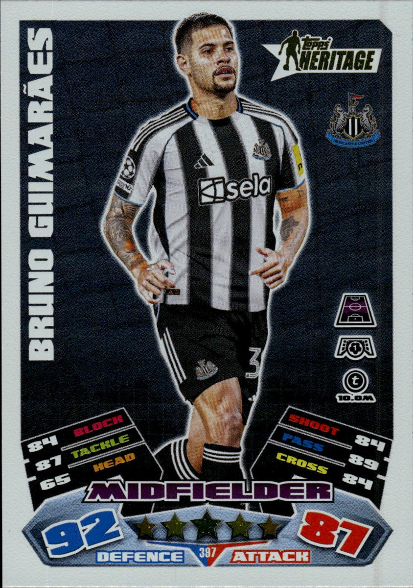 Bruno Guimarães – Newcastle United · 2025-26 Topps Match Attax UEFA Club Competitions #387 Heritage – front