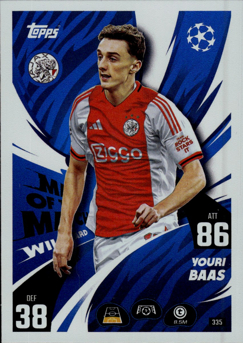Youri Baas – Ajax · 2025-26 Topps Match Attax UEFA Club Competitions #335 Man of the Match Wildcard – front