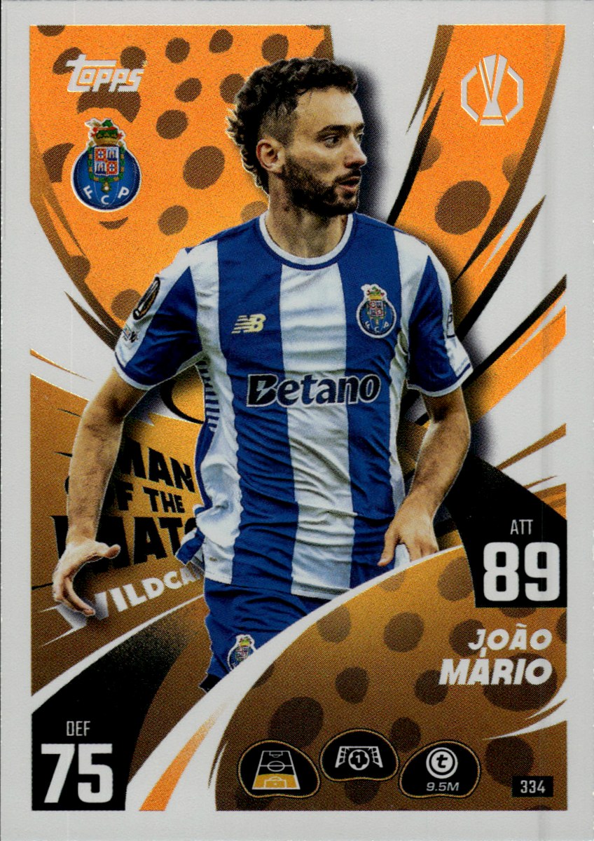 João Mário – FC Porto · 2025-26 Topps Match Attax UEFA Club Competitions #334 Man of the Match Wildcard – front