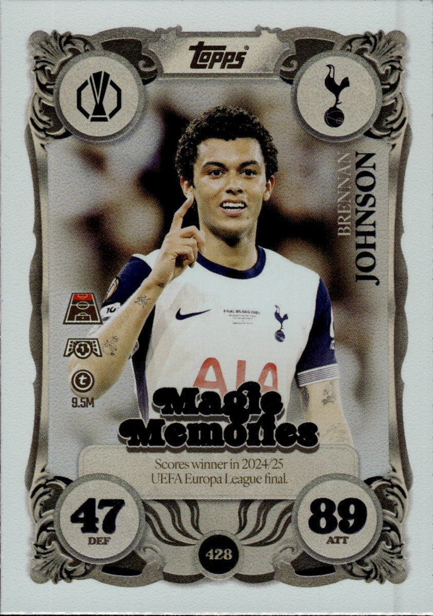 Brennan Johnson – Tottenham Hotspur · 2025-26 Topps Match Attax UEFA Club Competitions #428 Magic Memories – front