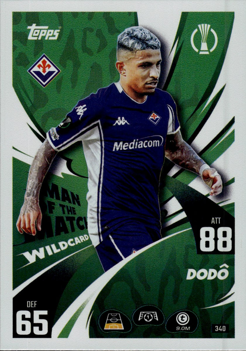 Dodô – Fiorentina · 2025-26 Topps Match Attax UEFA Club Competitions #340 Man of the Match Wildcard – front