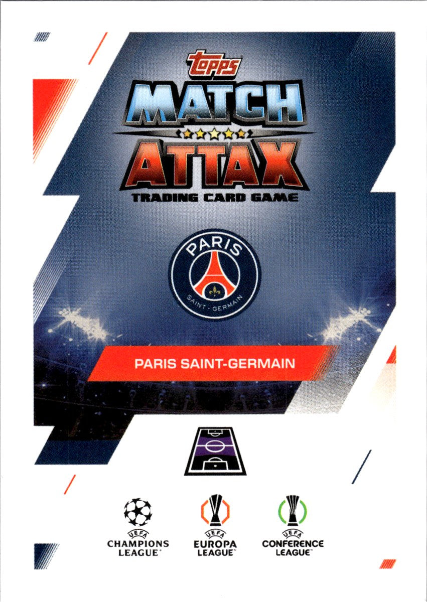 João Neves – Paris Saint-Germain · 2025-26 Topps Match Attax UEFA Club Competitions #465 100 Club – back