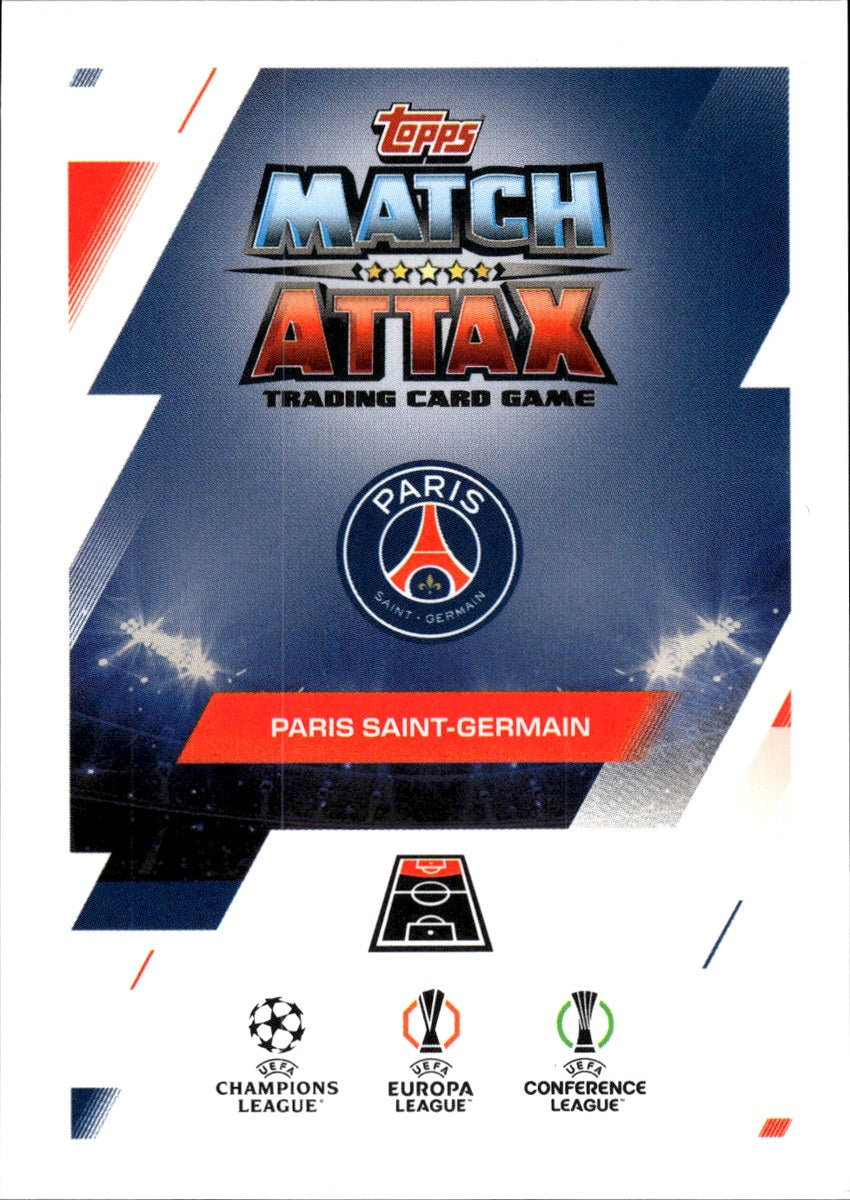 Bradley Barcola – Paris Saint-Germain · 2025-26 Topps Match Attax UEFA Club Competitions Stealth Strike – back
