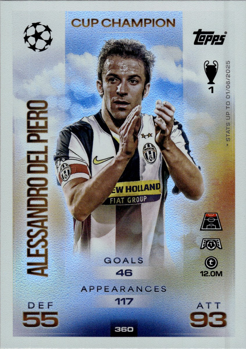 Alessandro Del Piero – Juventus · 2025-26 Topps Match Attax UEFA Club Competitions #360 Cup Champion – front