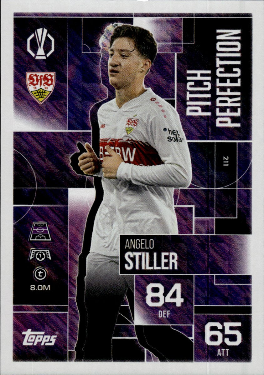 Angelo Stiller – VfB Stuttgart · 2025-26 Topps Match Attax Extra UEFA Club Competitions #211 Pitch Perfection – front