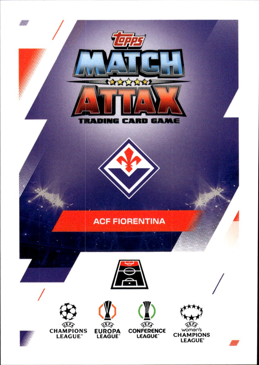 Moise Kean – Fiorentina · 2025-26 Topps Match Attax Extra UEFA Club Competitions Hat-trick Hero – back