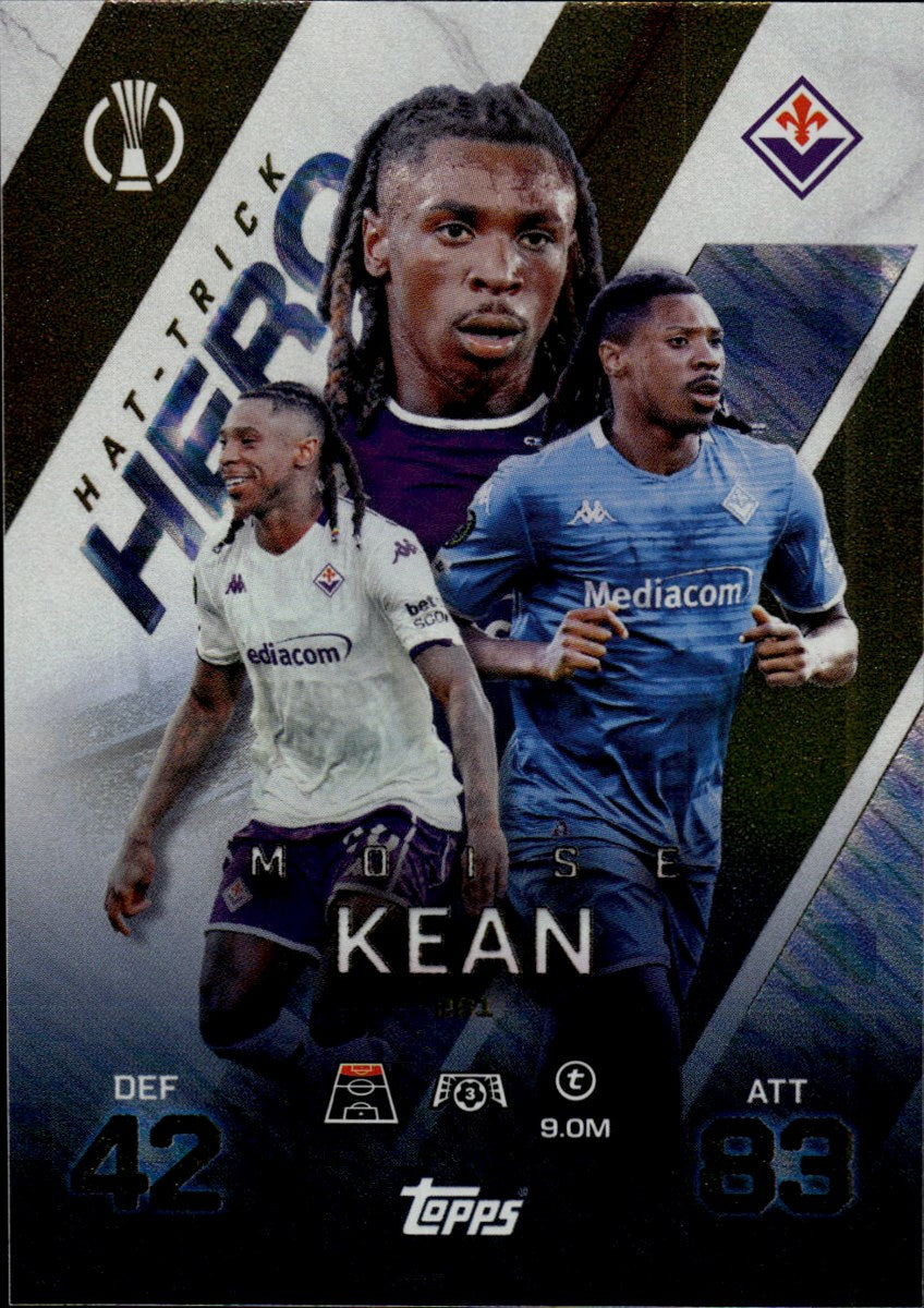 Moise Kean – Fiorentina · 2025-26 Topps Match Attax Extra UEFA Club Competitions Hat-trick Hero – front
