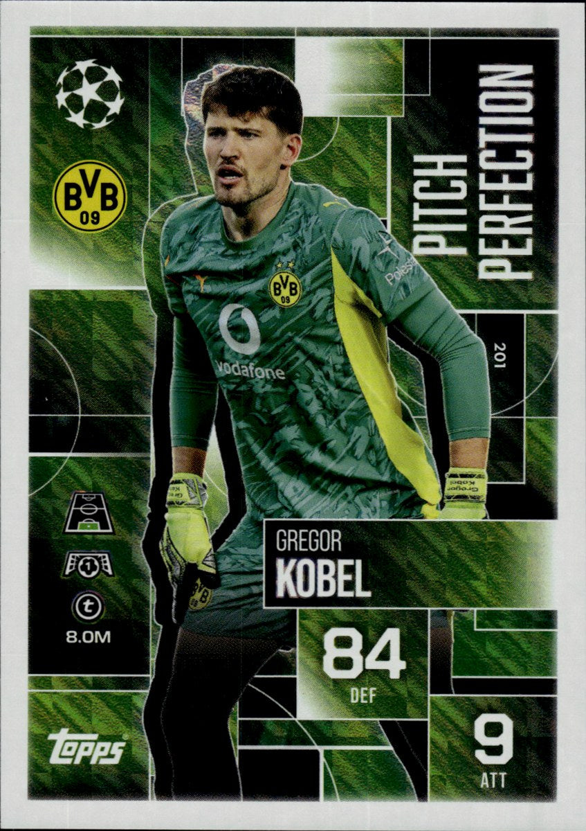 Gregor Kobel – Borussia Dortmund · 2025-26 Topps Match Attax Extra UEFA Club Competitions #201 Pitch Perfection – front